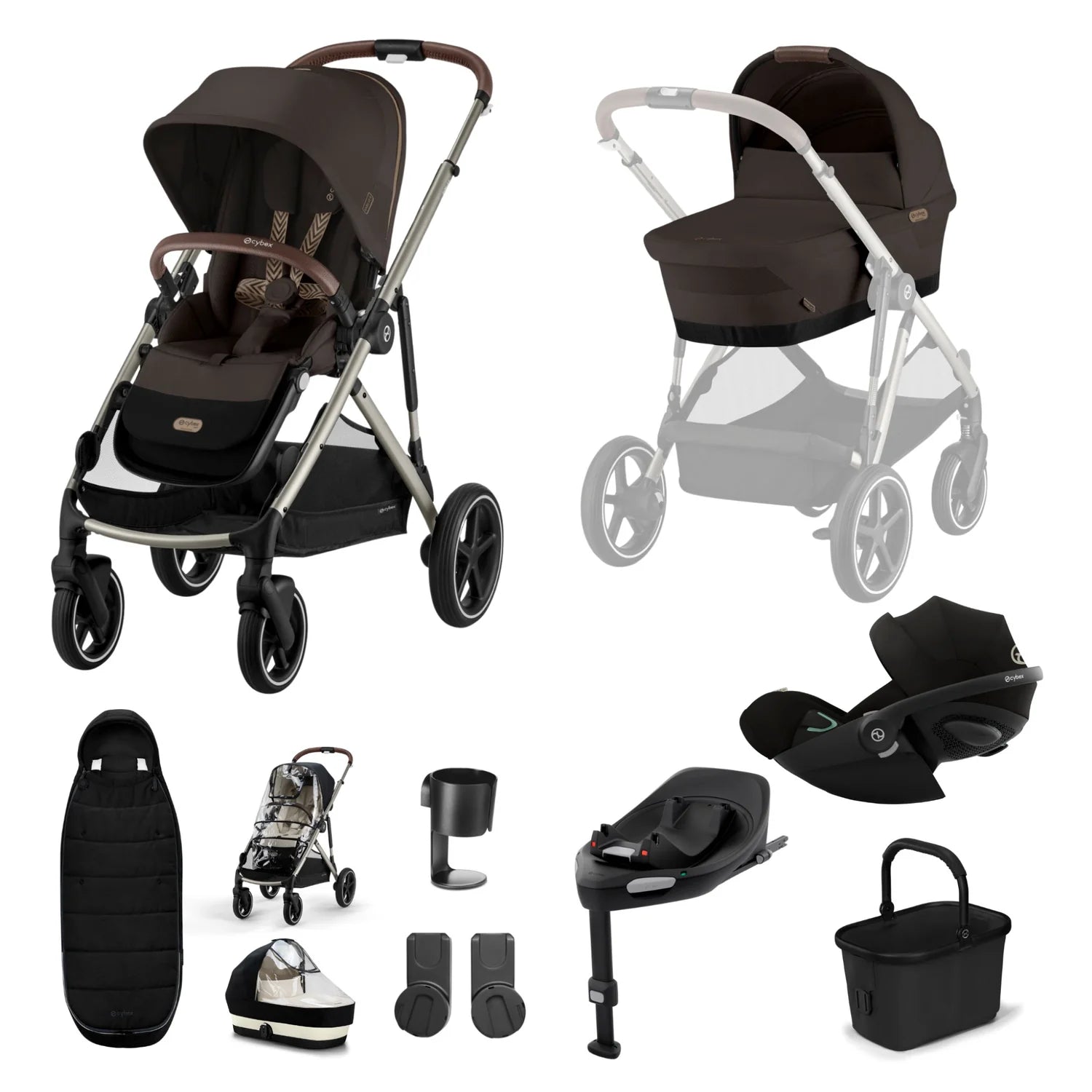 Cybex Gazelle S Bundle Chocolate Brown With Cloud G car Seat And Base