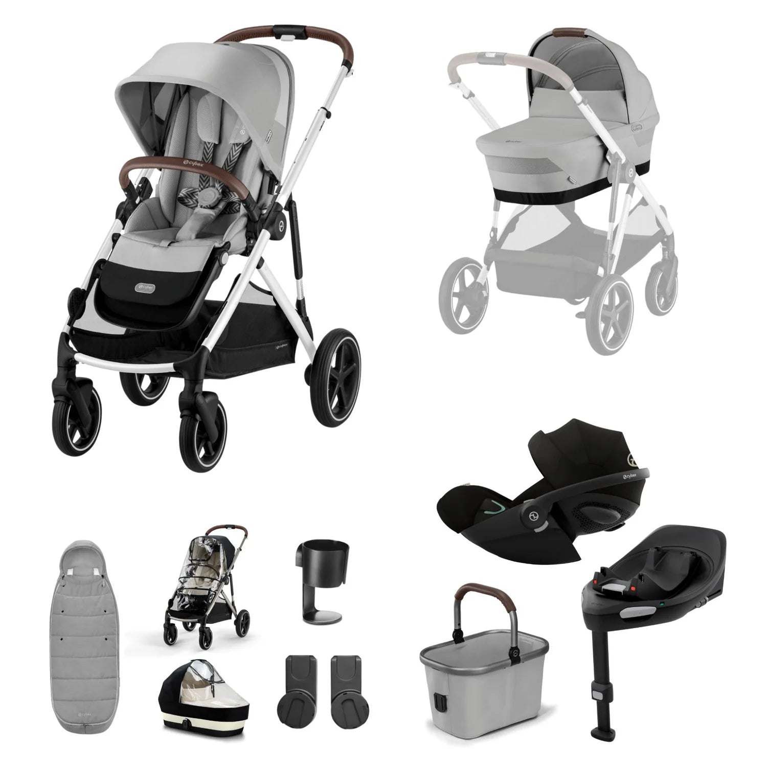 Cybex Gazelle S Bundle Stone Grey With Cloud G Car Seat And Base