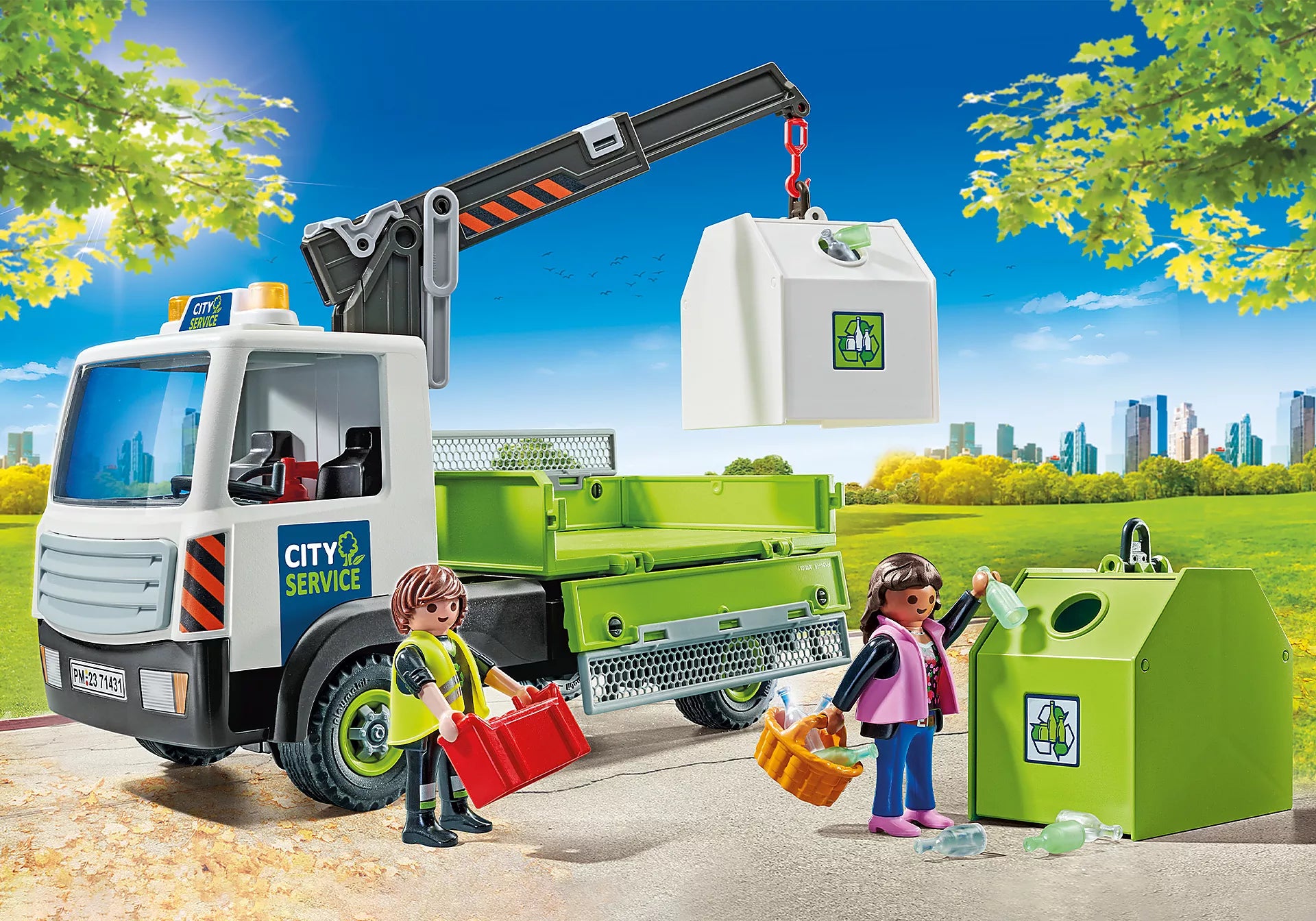Playmobil City Action 71431 Glass Recycling Truck With Container