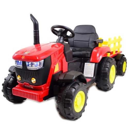 Kayto Turbo 12v Electric Ride On Tractor With Trailer Red