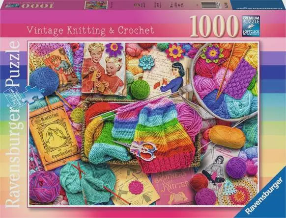 Ravensburger Vintage Knitting And Crochet 1000pc Jigsaw Puzzle
