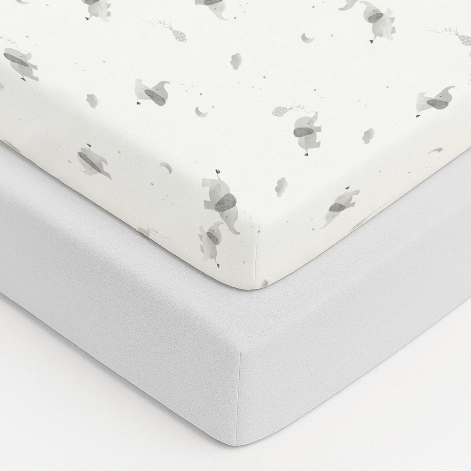 Baby Elegance Elephant Collection Moses Basket Jersey Fitted Sheets 2pk 33cm x 69cm