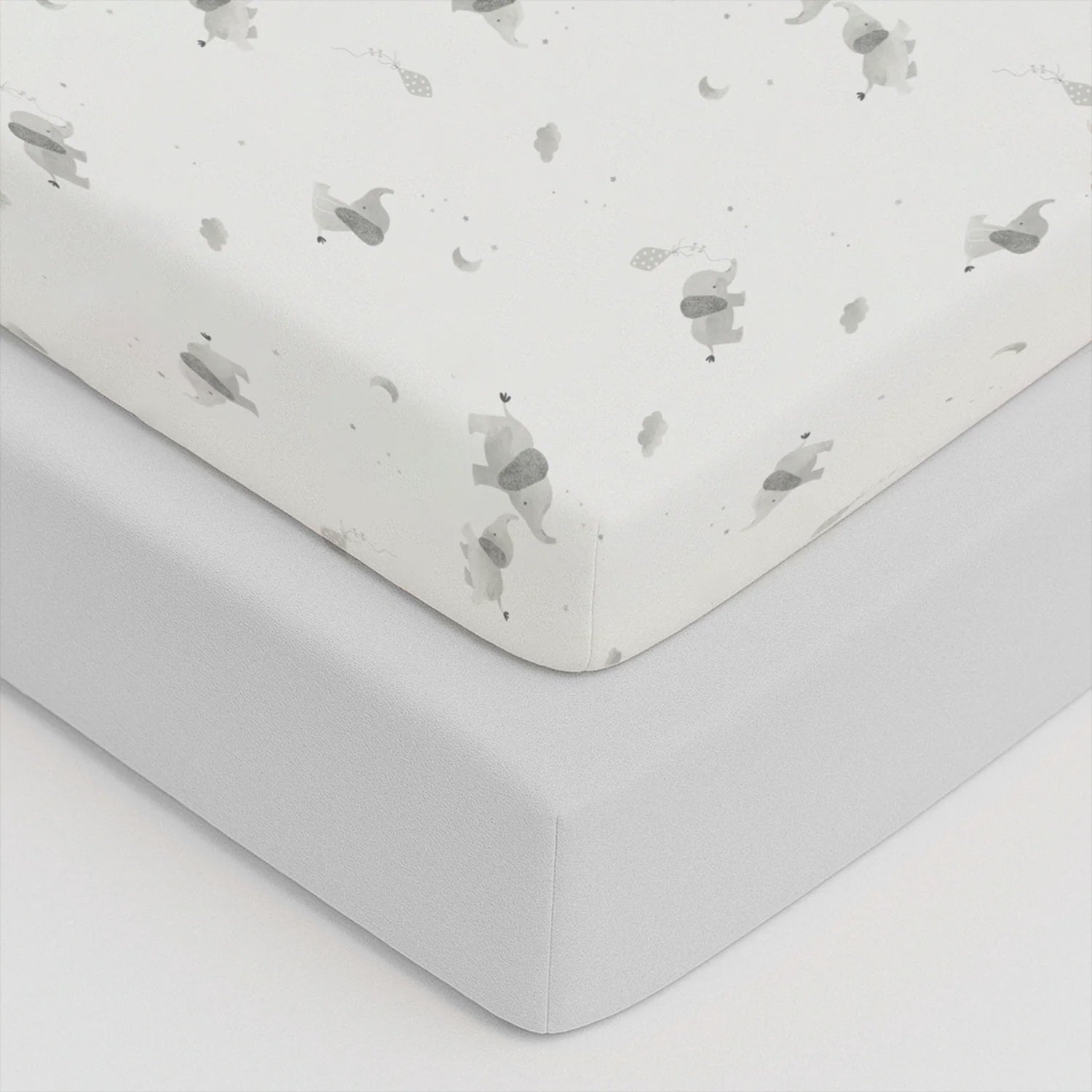 Baby Elegance Elephant Collection Cot Bed Jersey Fitted Sheets 2pk 70cm x 140cm