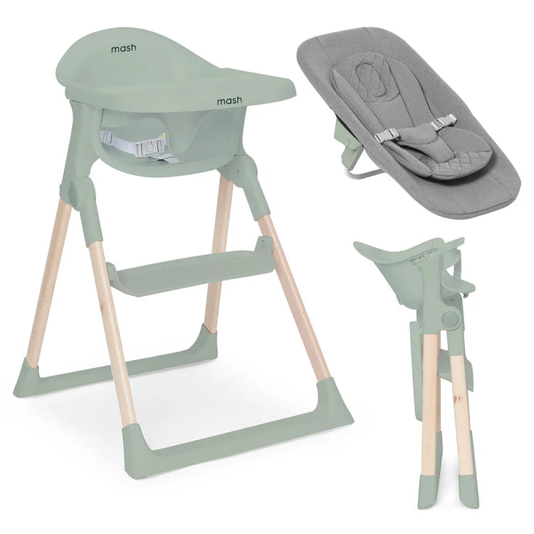 Baby Elegance Mash High Chair Bundle Complete Sage