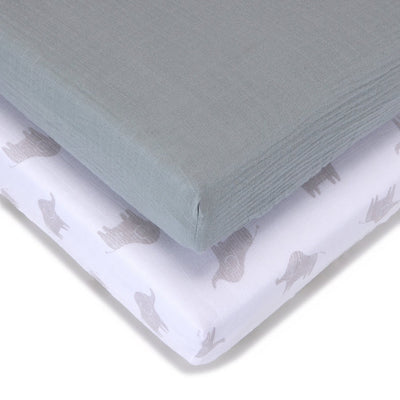 Baby Elegance safari Collection Muslin Fitted Crib Sheets 2pk 40 x 90cm