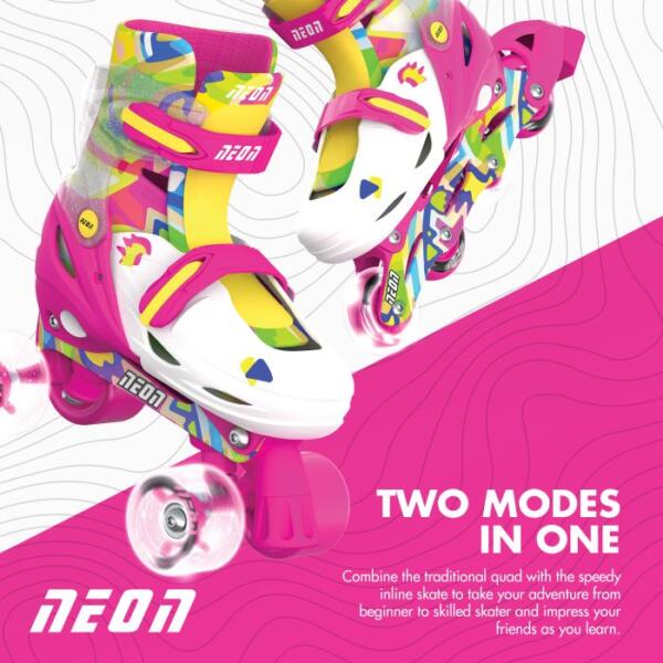 Yvolution Neon Combo Skates Size 34-37 Pink/ White