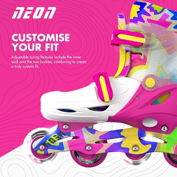Yvolution Neon Combo Skates Size 34-37 Pink/ White