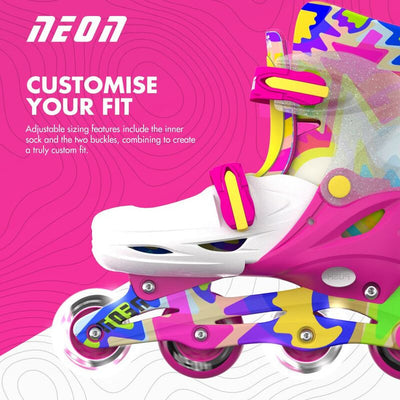 Yvolution Neon Combo Skates Size 34-37 Pink/ White