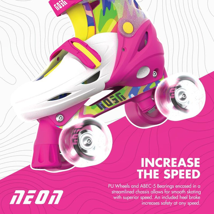 Yvolution Neon Combo Skates Size 34-37 Pink/ White