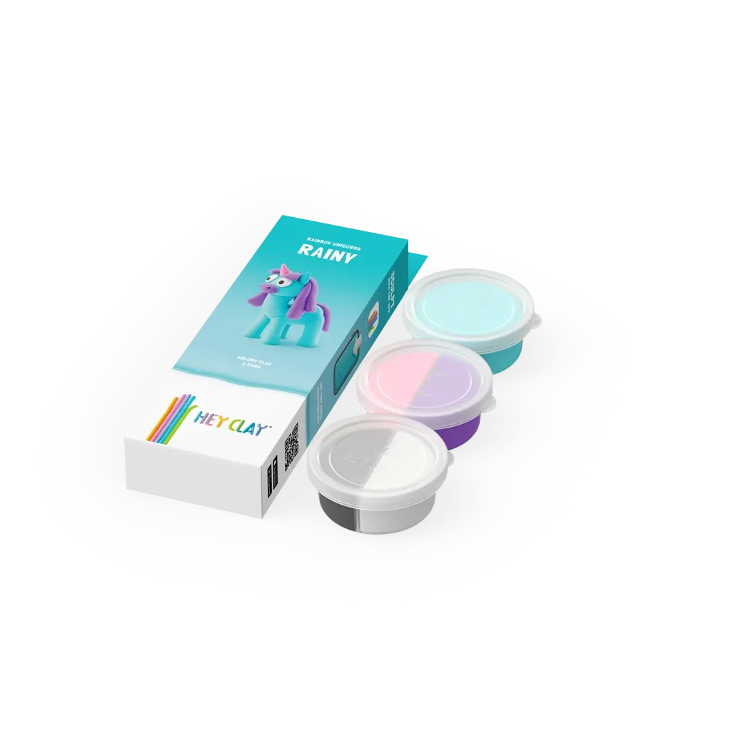 Hey Clay Sculpting Clay Rainbow Unicorns 3 Can Set Rainy