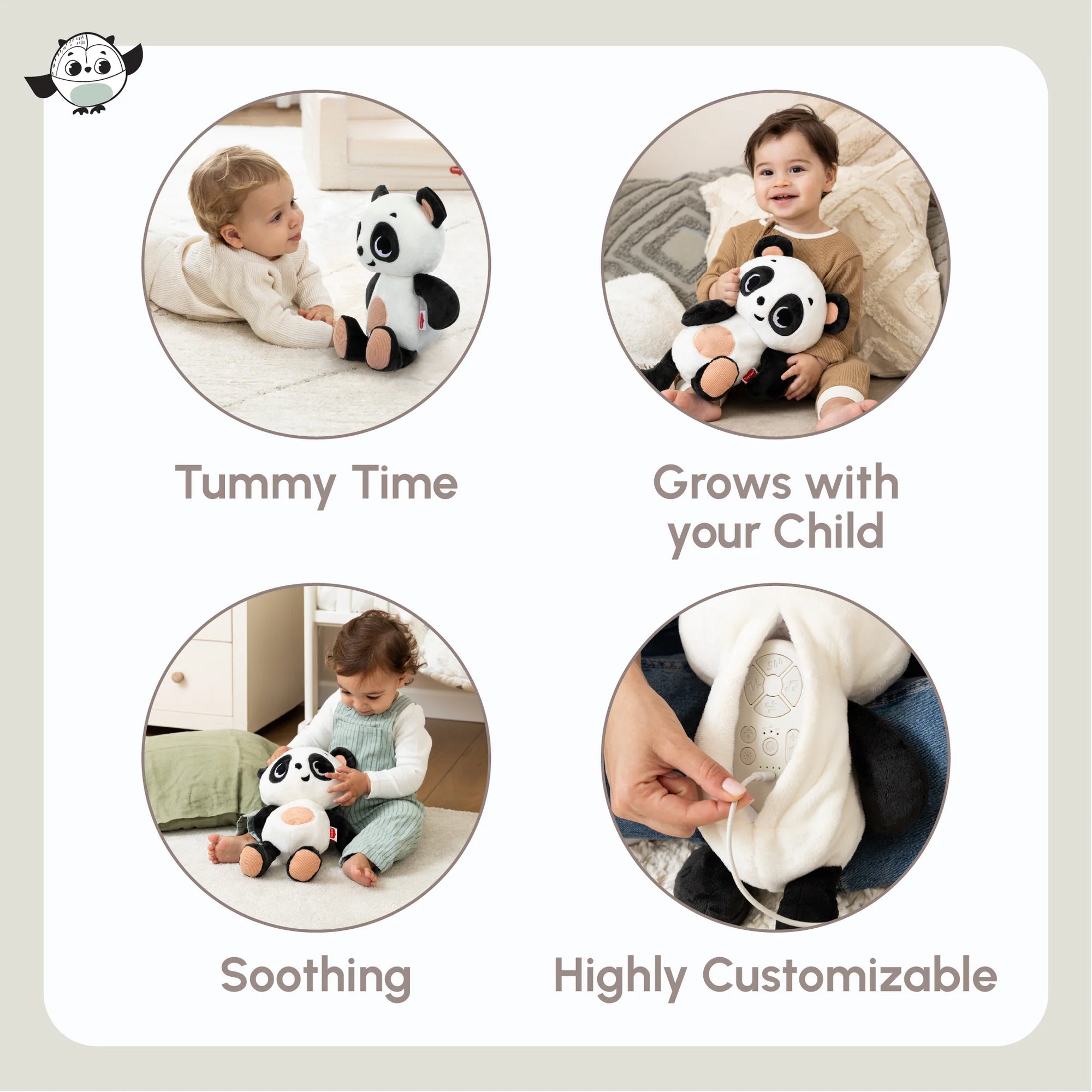 Tiny Love Panda Snuggly Buddy Infant Toy With Soothing Breathing Movement