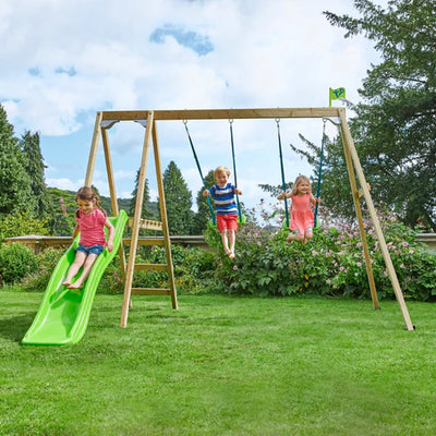 TP Forest Multiplay Double Wooden Swing Set And Slide