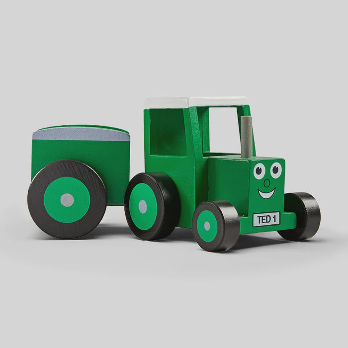 Tractor Ted Tractor And Trailer Wooden Toy