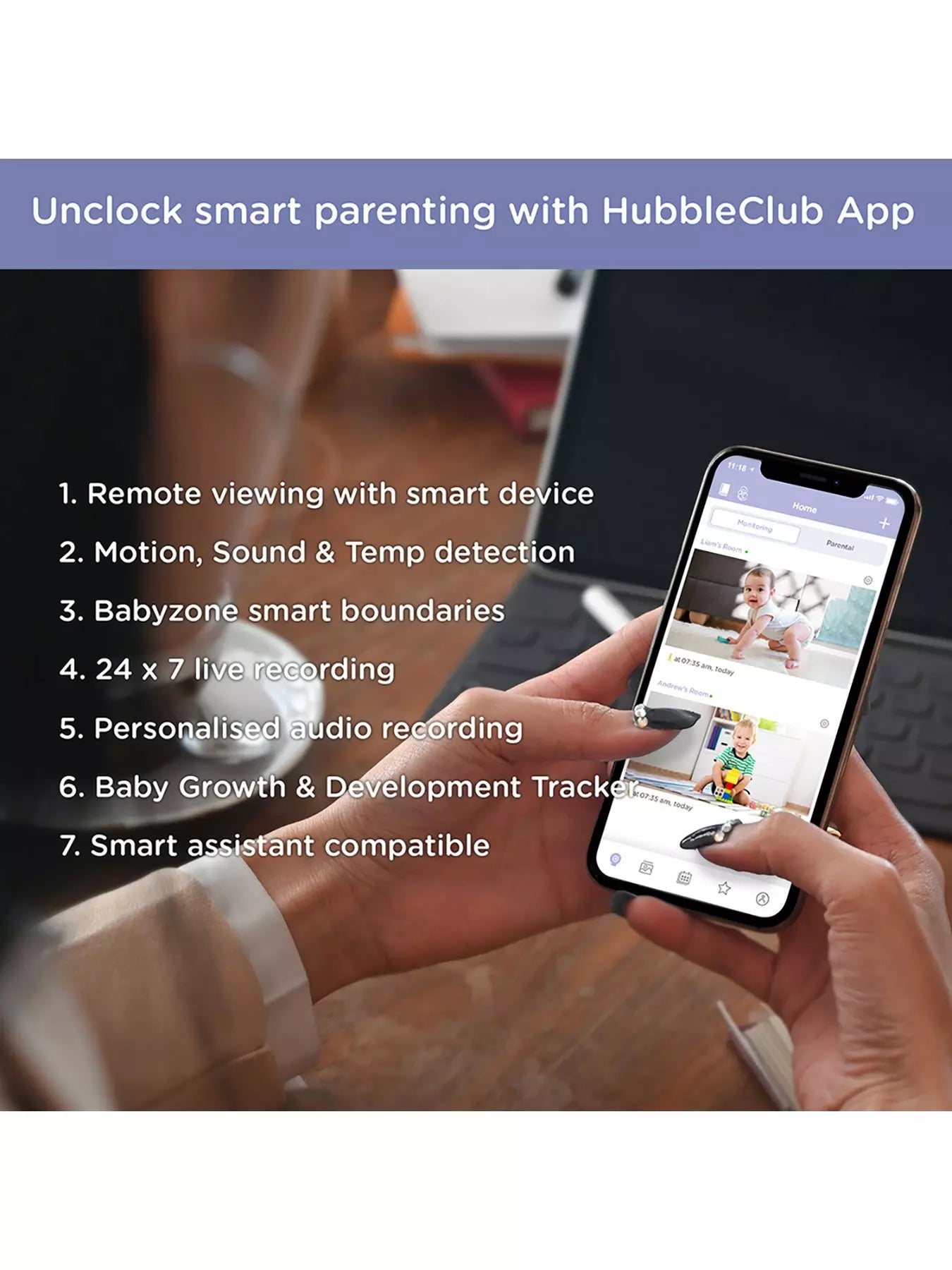 Hubble Nursey Pal Essentials Smart Baby Monitor With Fixed Camera