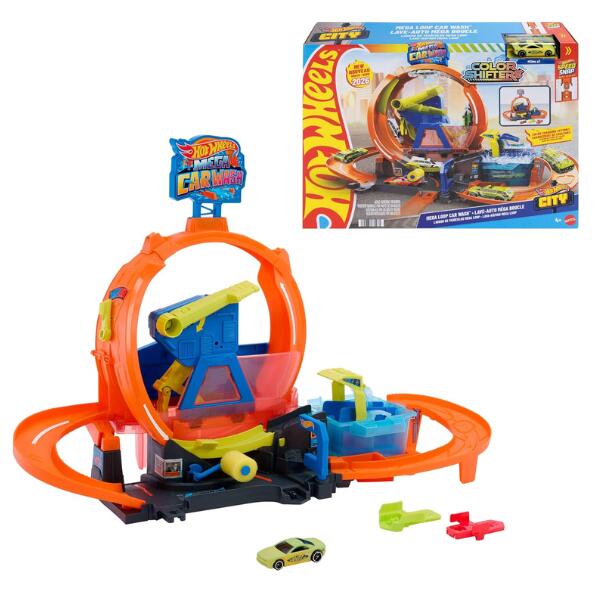 Hot Wheels Mega Loop Car Wash Track Set