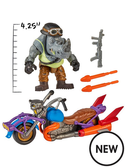 Teenage Mutant Ninja Turtles  Chopper Cycle With Rocksteady Figure