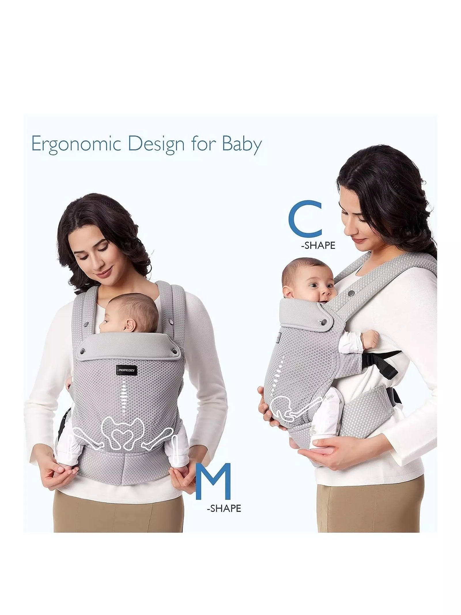 Momcozy Air Mesh 3 In 1 Baby Carrier Grey