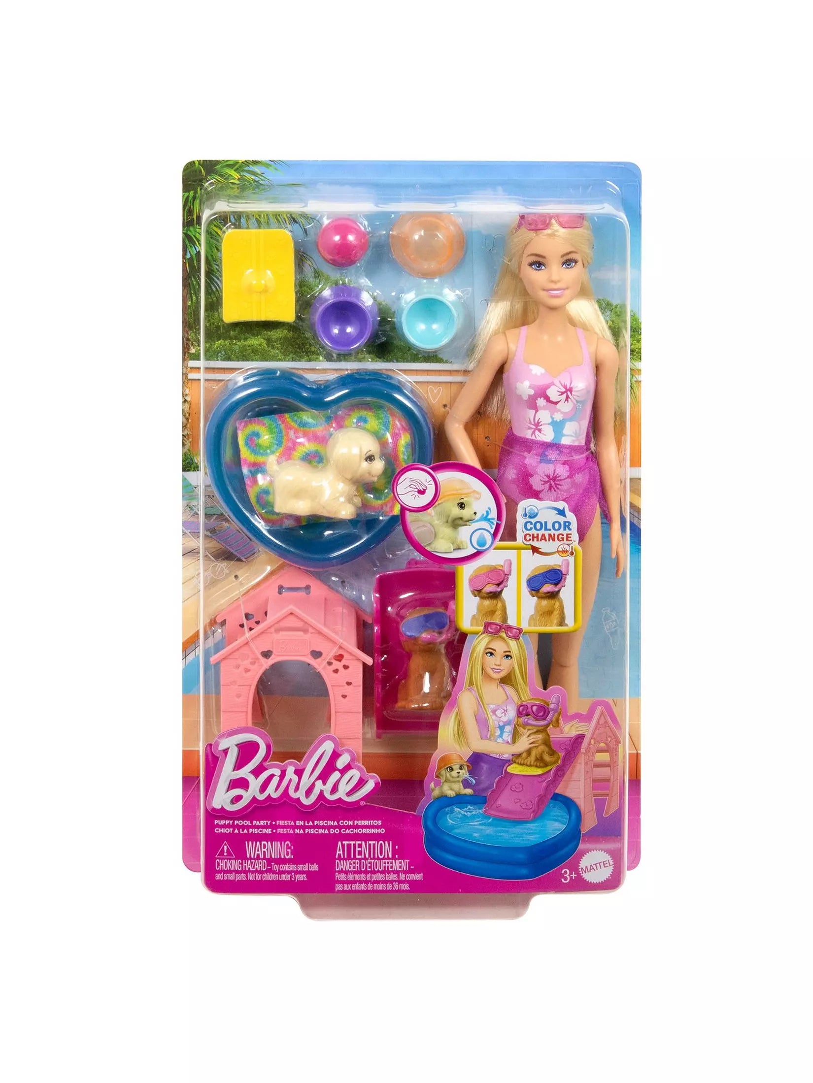 Barbie Pool Party Doll With Puppy And Accessories