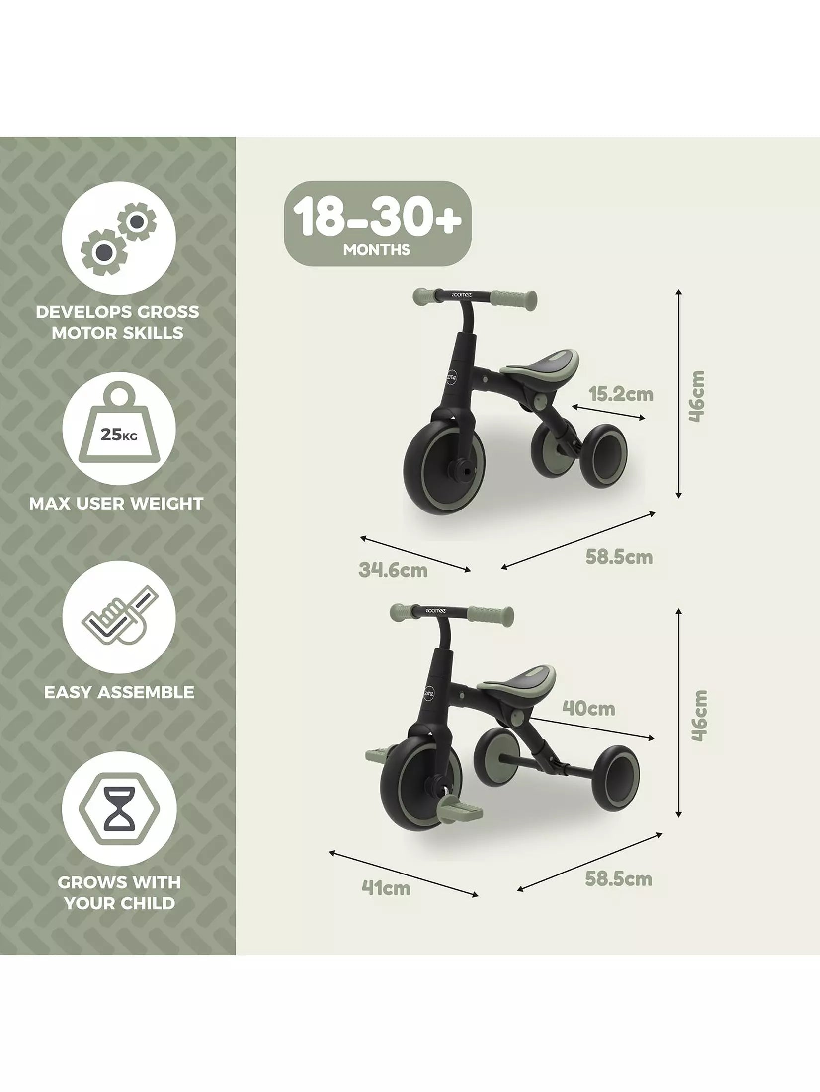 Zoomee 2 In 1 Balance Bike To Trike