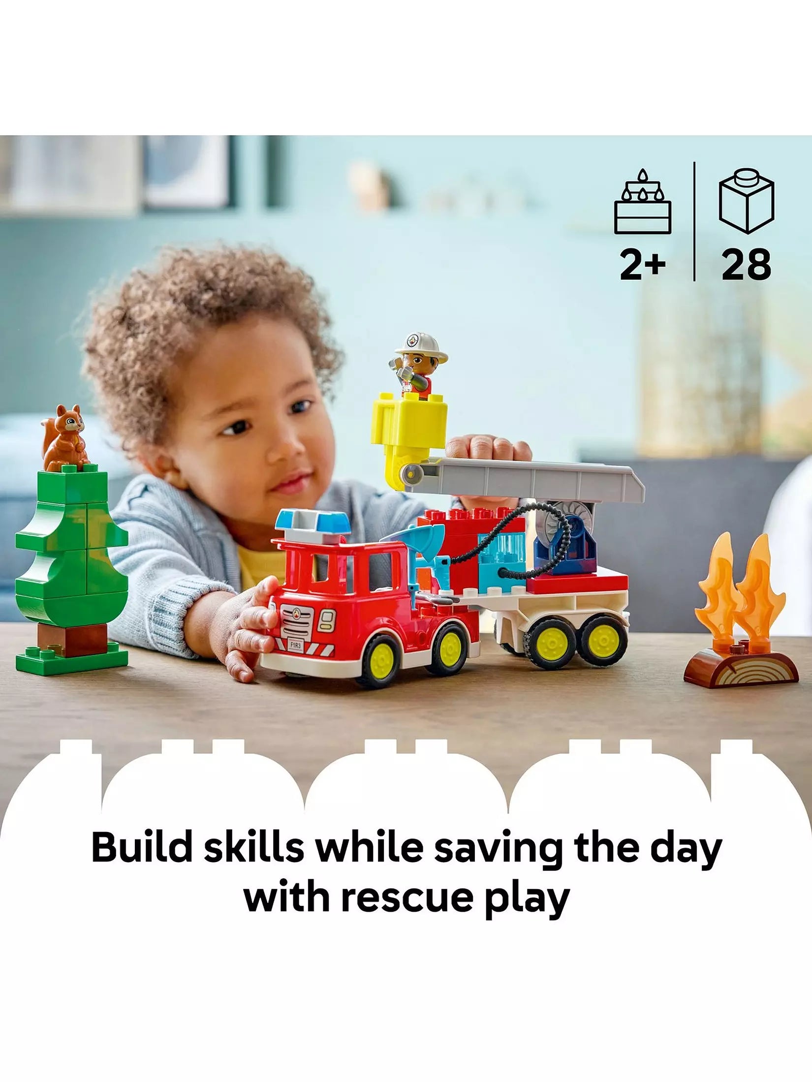 Lego Duplo 10473 Fire Engine Truck With Hose And Firefighter