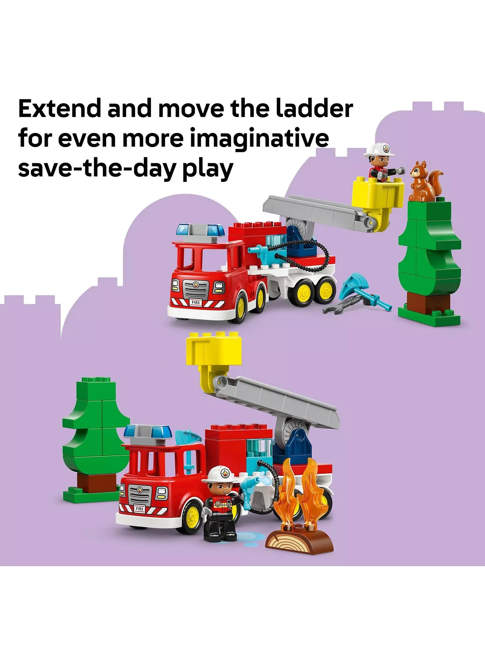 Lego Duplo 10473 Fire Engine Truck With Hose And Firefighter
