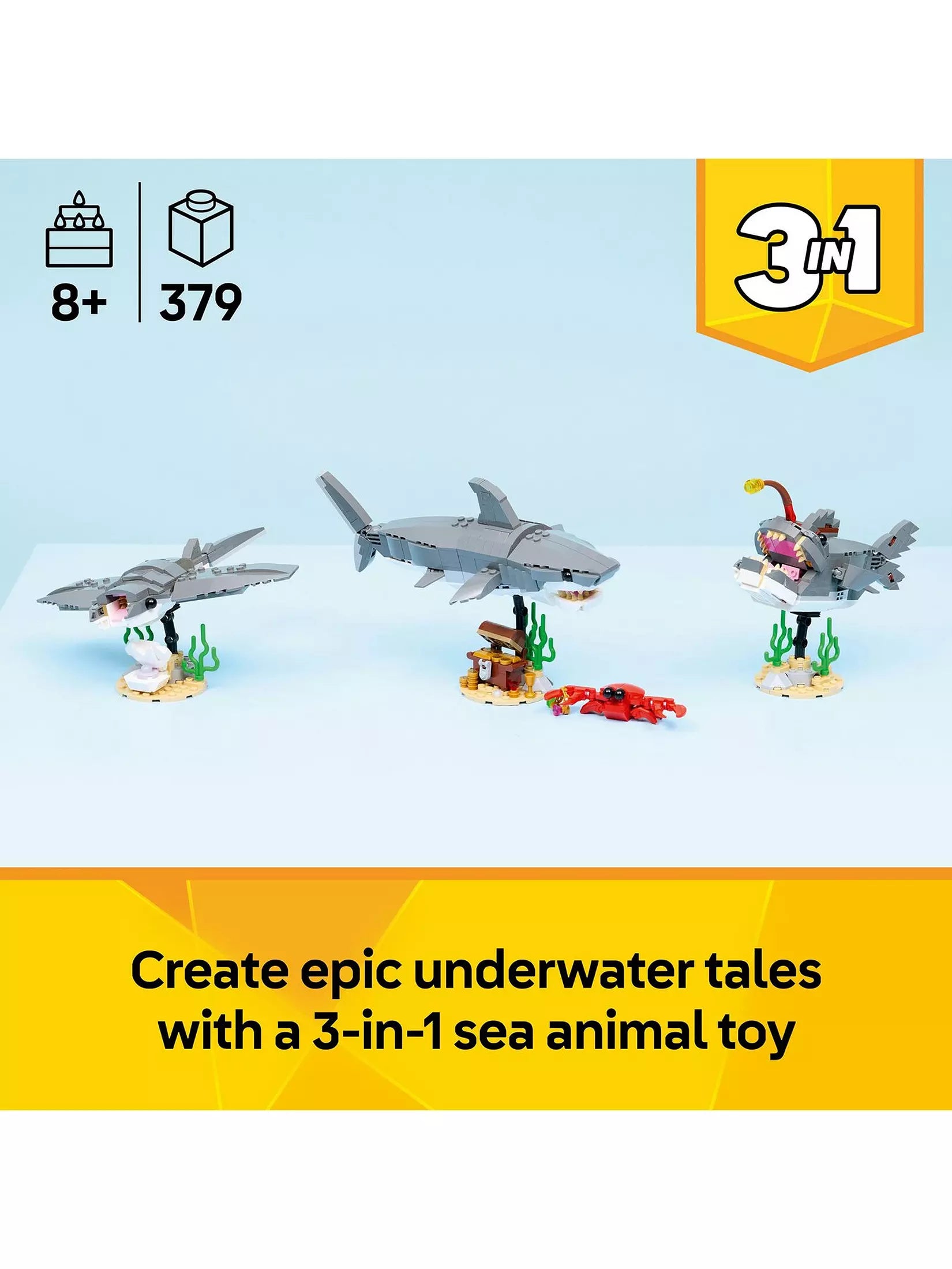 Lego Creator 31381 Fierce Shark With Treasure Chest