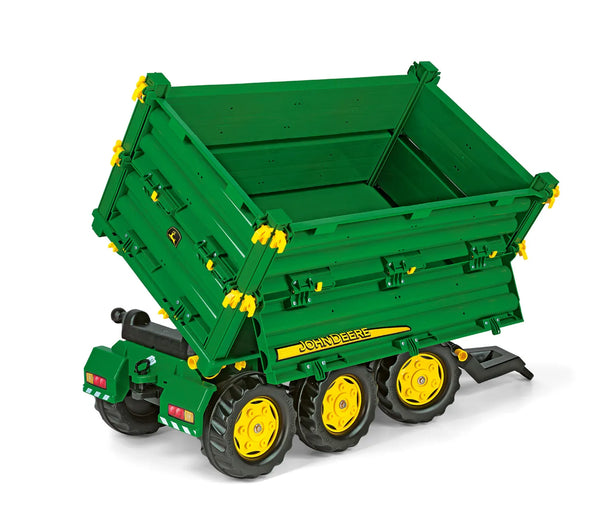 Rolly Toys John Deere Farm Trailer For Pedal Tractors - Detachable Sides, Dump Function, For Kids Ages 3+