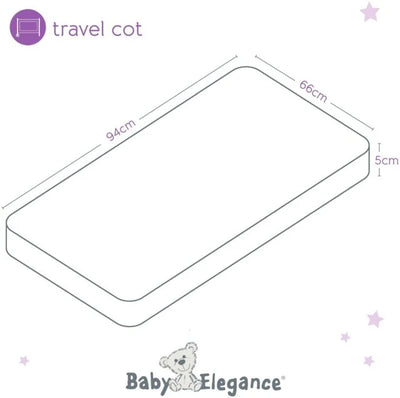 Baby Elegance Micro Fibre Travel Cot Mattress 66cm x 94cm x 5cm