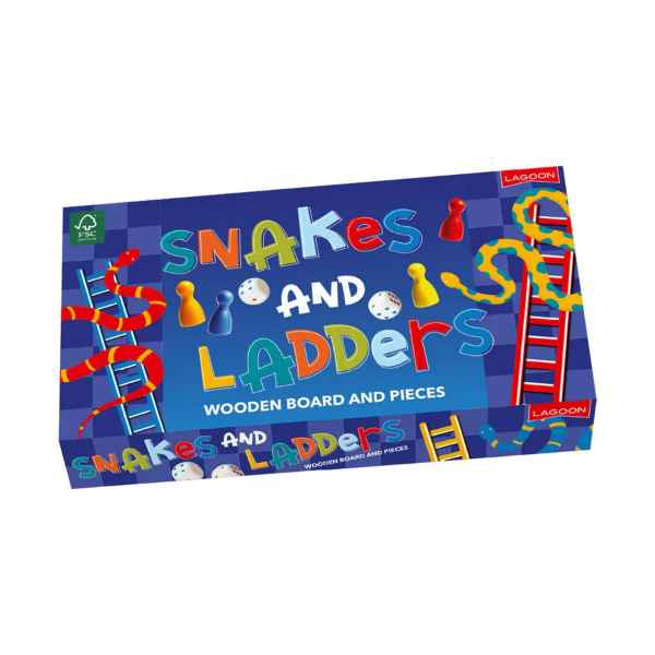 Snakes And Ladders Game With Wooden Board