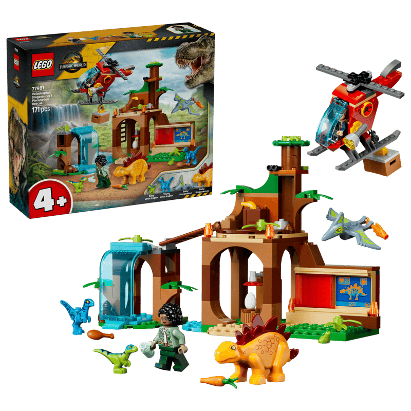Lego Jurassic World 77981 Velociraptor Stegosaurus And Pteranodon Rescue