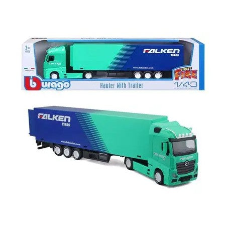 Burago Scania Haulker Truck With Trailer Falken Tires 1:43