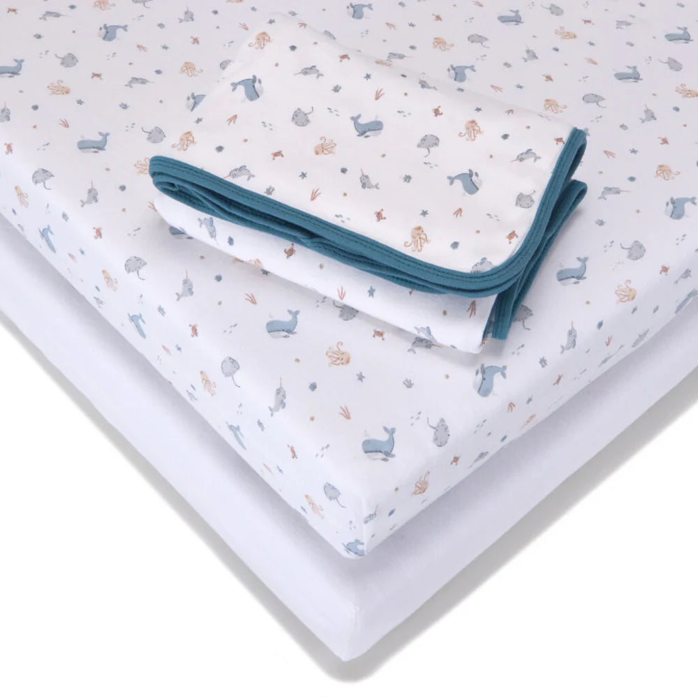 Baby Elegance Under The Sea 4pc Cot Bed Bedding Set 70cm x 140cm
