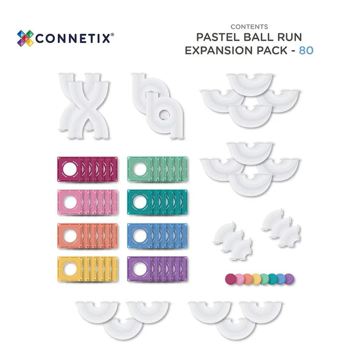 Connetix Magnetic Tiles  Pastel Ball Run Expansion Pack 80pc