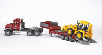 Bruder Mack Granite Truck With Low Loader And JCB Digger