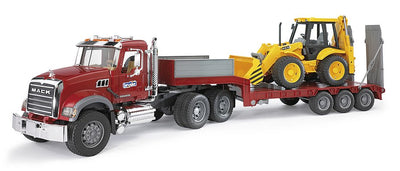 Bruder Mack Granite Truck With Low Loader And JCB Digger