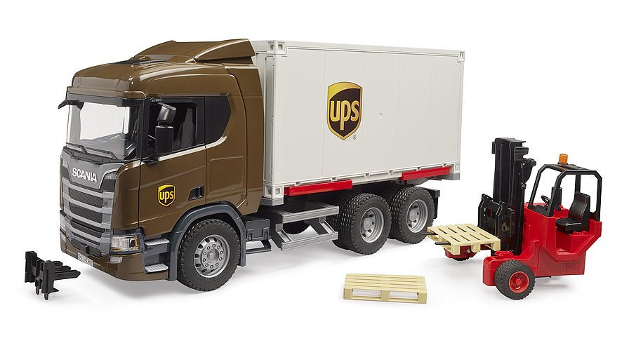 Bruder Scania Super 560R UPS logistics Truck With Forklift