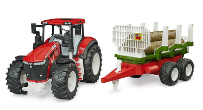 Bruder Roadmax Tractor With Forestry Trailer And 3 Trunks 1:16