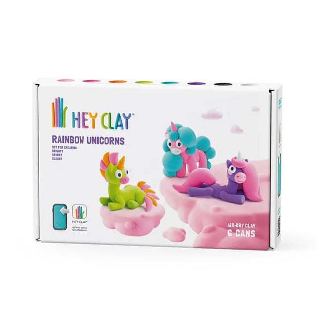 Hey Clay Sculpting Clay  Rainbow Unicorns 6 Can Set
