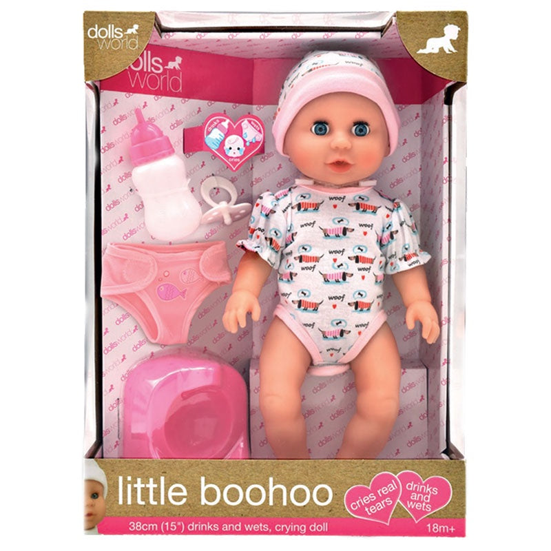 Dolls World Little Boohoo Drink And Wet 38cm Crying Doll