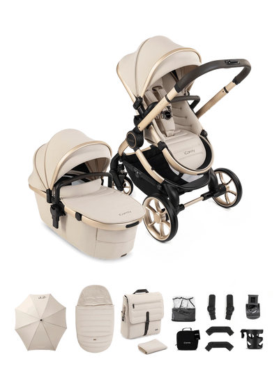 iCandy Peach 8 Stroller And Carry Cot With Accessories Biscotti Bundle