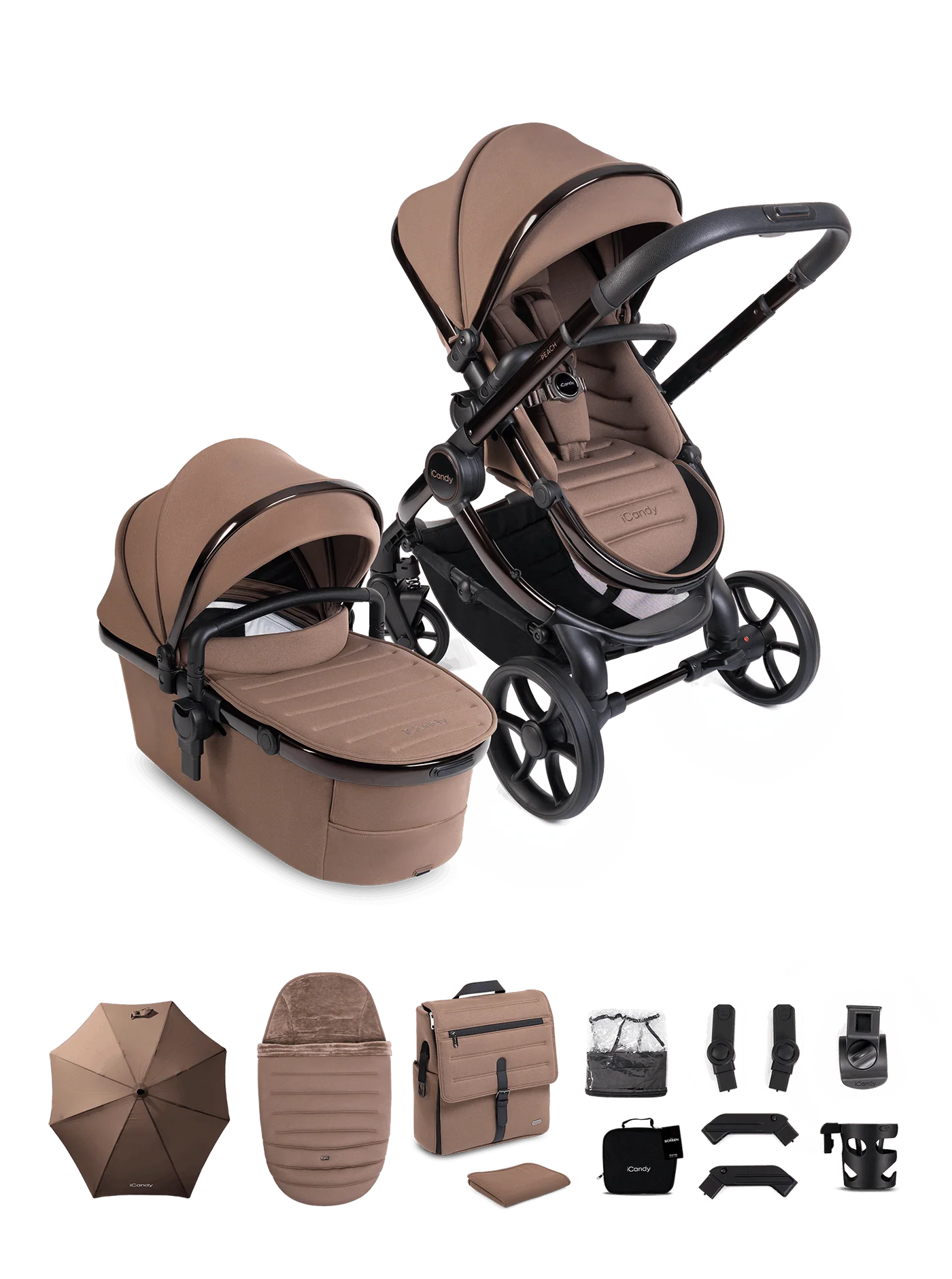 iCandy Peach 8 Stroller And Carry Cot With Accessories Coco Bundle