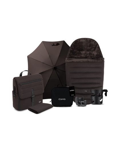 iCandy Peach 8 Stroller And Carry Cot With Accessories Bundle Pecan