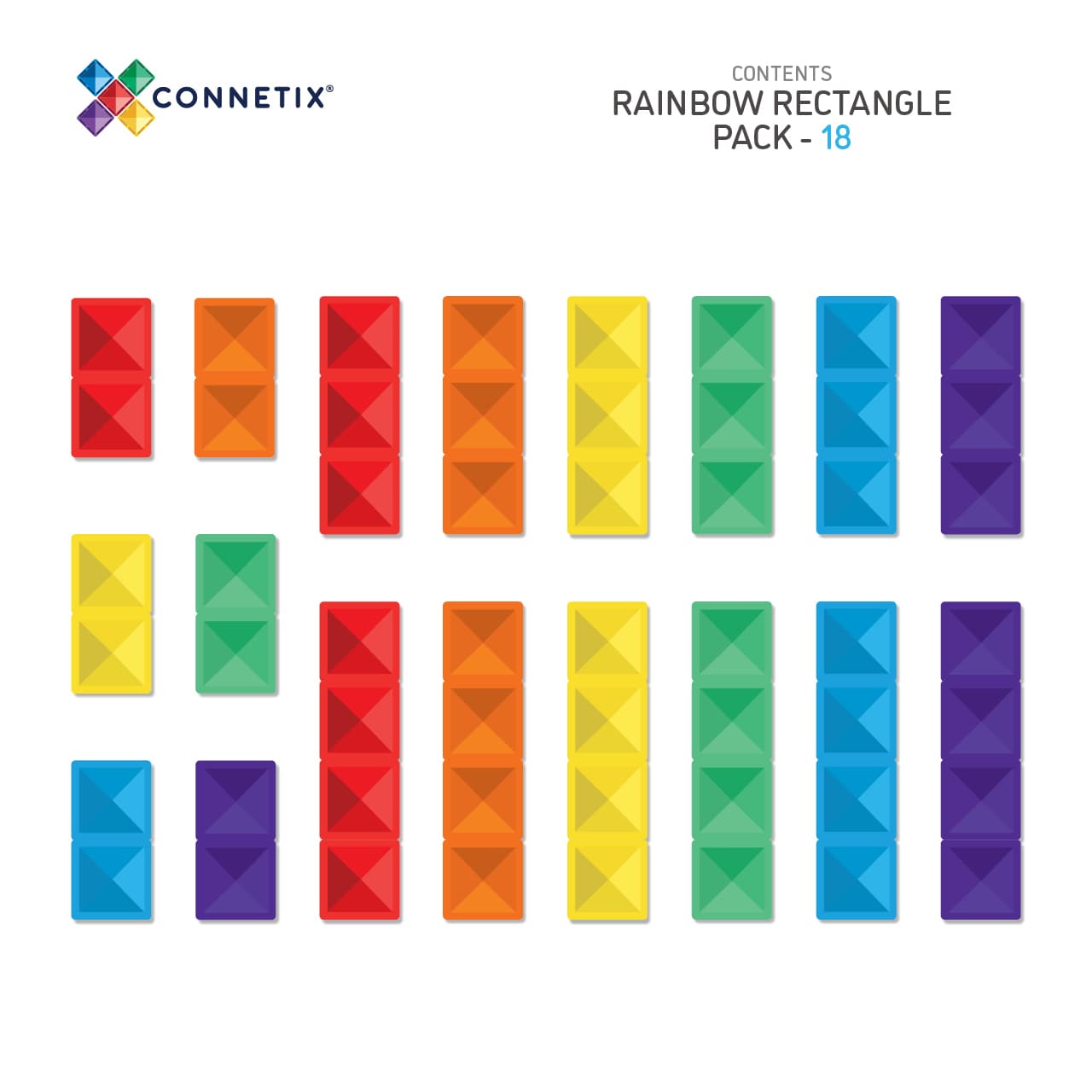 Connetix Rainbow Rectangle 18pc Pack