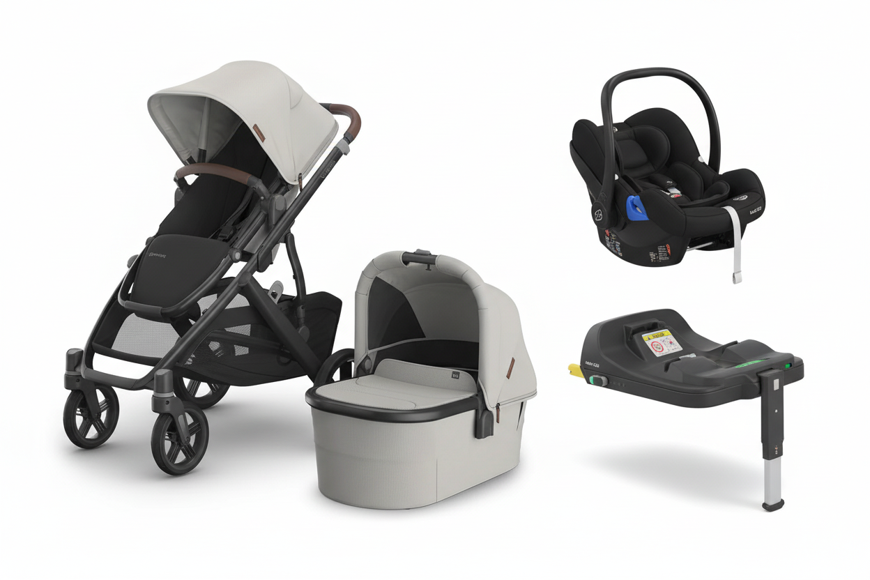 UppaBaby Vista V3 Savannah Bundle With Free Maxi Cosi Cabrio Fix Car Seat And Isofix Base