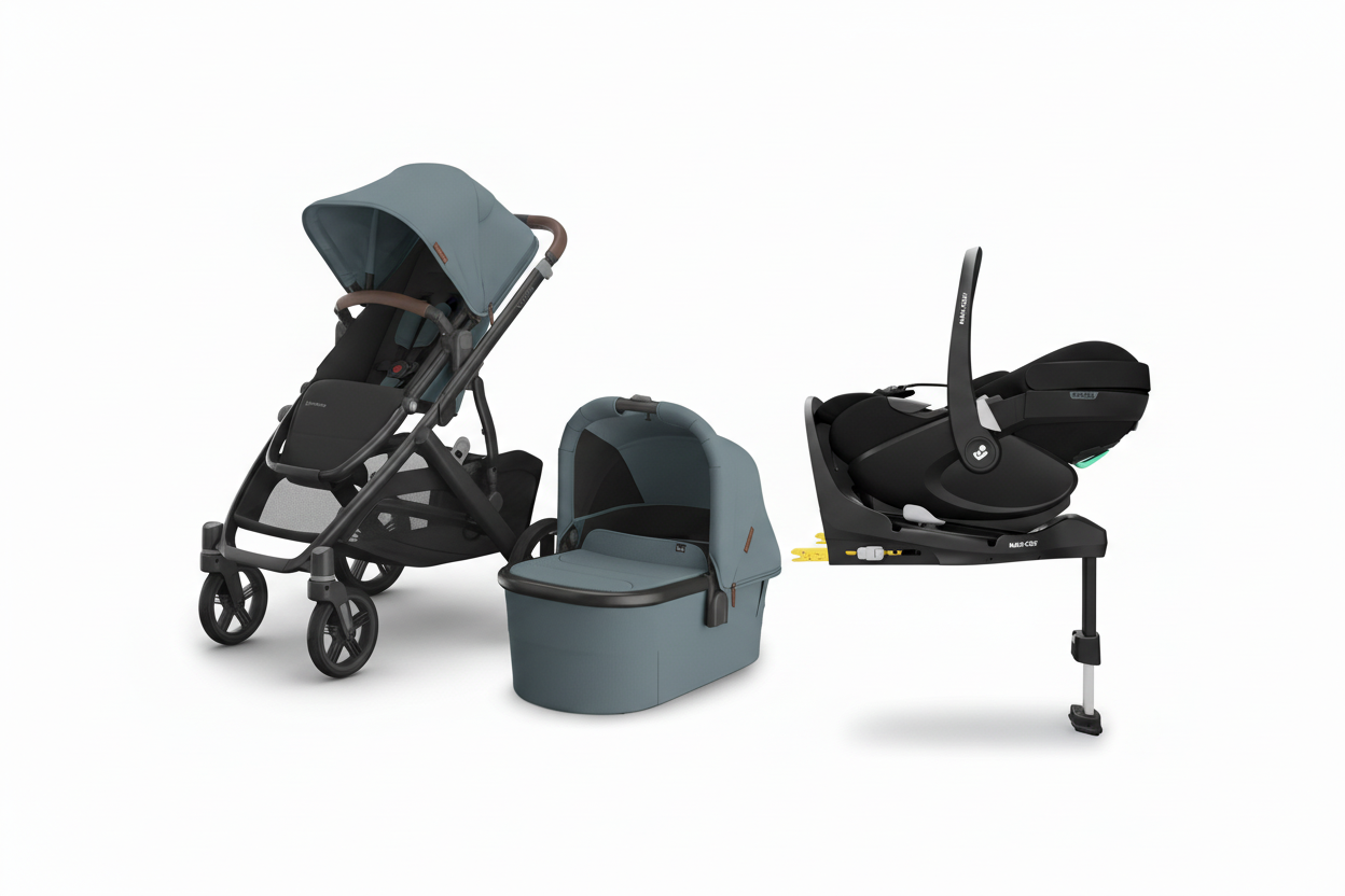 UppaBaby Vista V3 Dillan Bundle With Maxi Cosi Pebble 360 Car Seat And Isofix Base