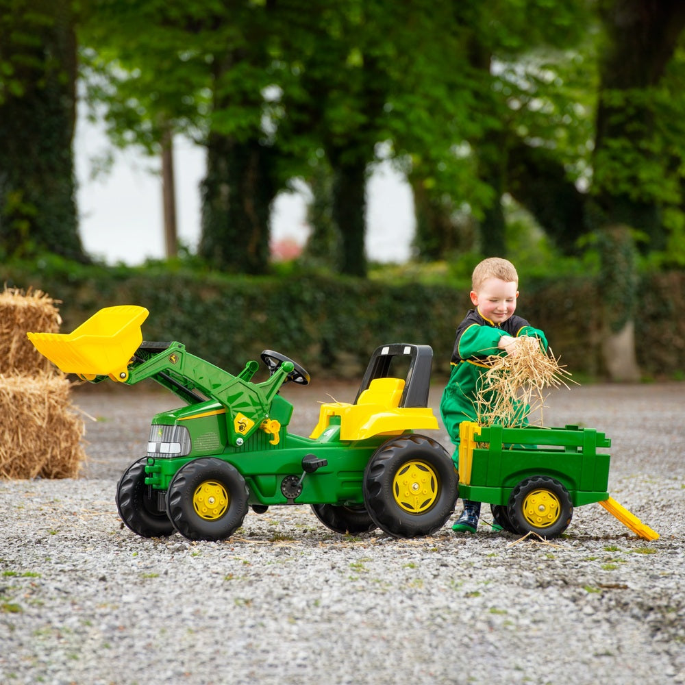 Rolly John Deere Junior Tractor With Front Loader And Trailer