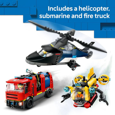 Lego City 60462 Helicopter, Fire Engine And Submarine Remix Kit