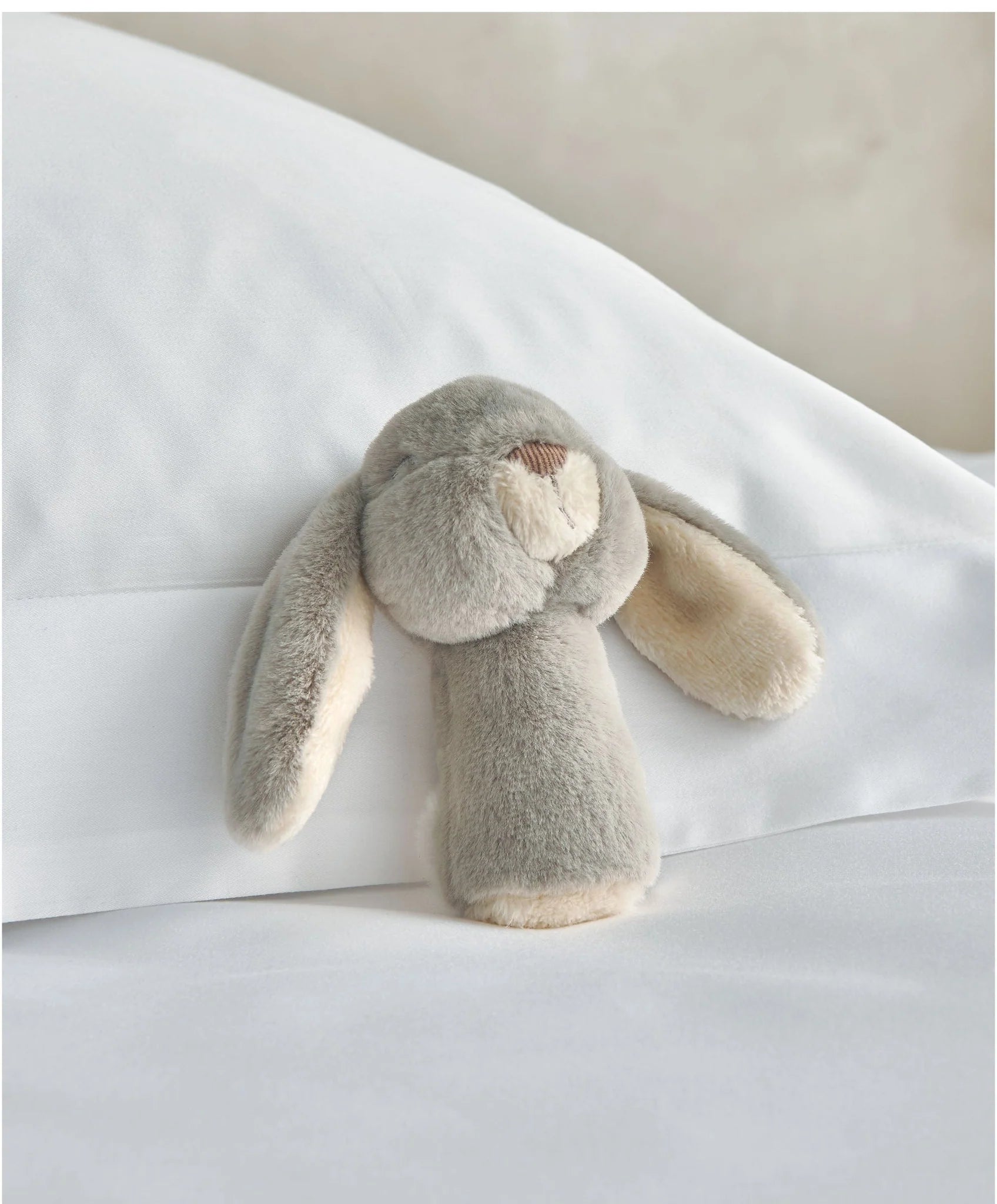 Mamas And Papas Grey Bunny Rattle Soft Toy