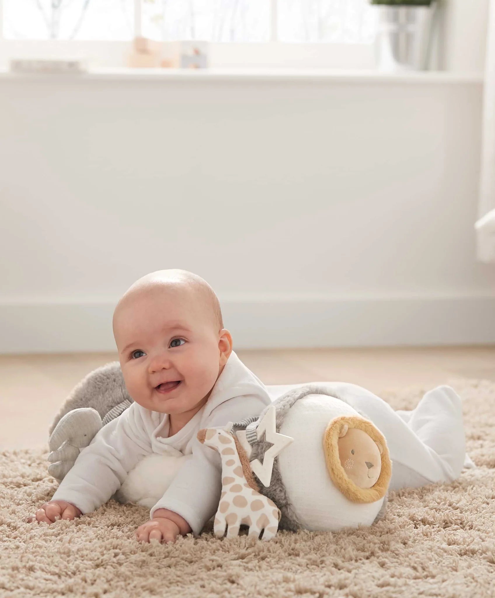 Mamas And Papas Welcome To The World Tummy Time Activity Soft Toy Grey