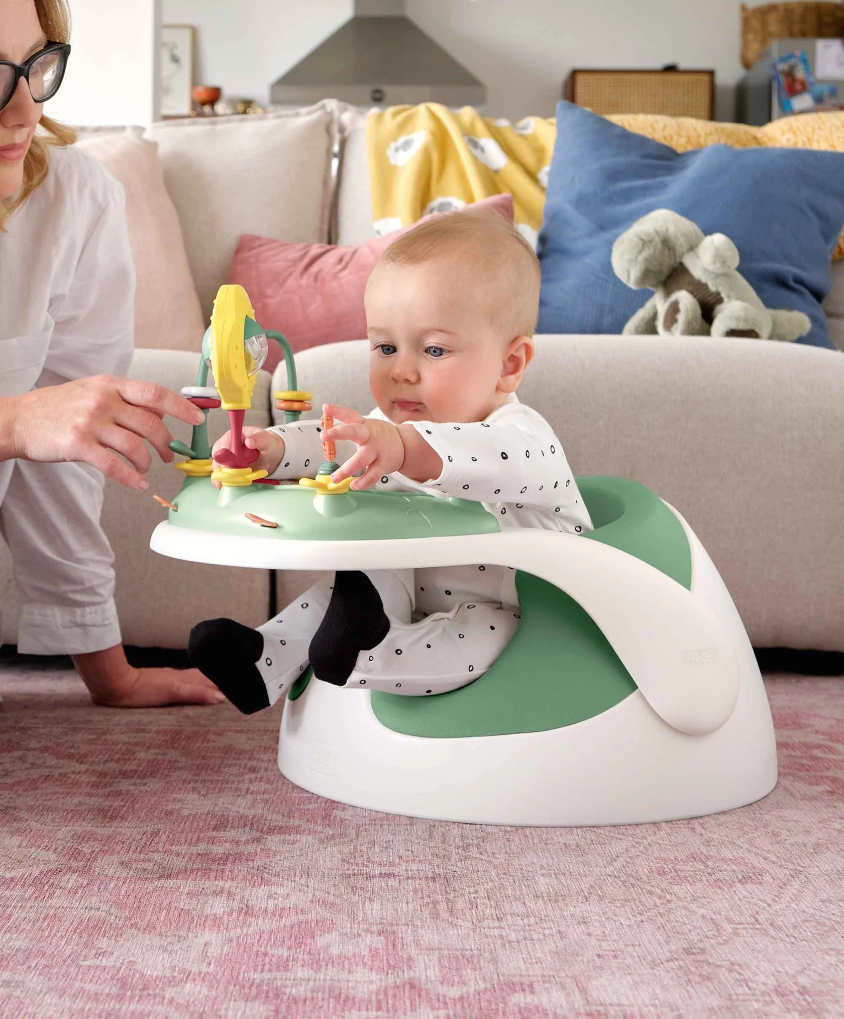 Mamas And Papas Snug Floor Seat With Activity Tray Eucalyptus